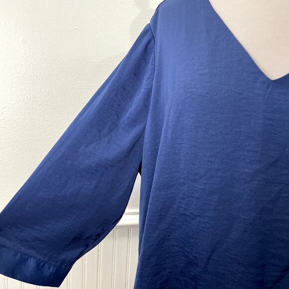 TCC - Chicos 2 L Tunic Top Split Back Flowy Lagenlook Boho Classic Spring Summer - Picture 5 of 14